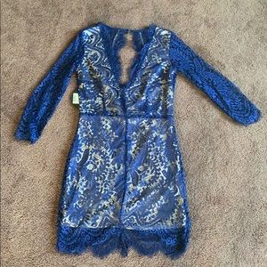 NWT Luxel Blue Lace Dress, Medium